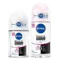 Nivea Black&White Women's Roll-on Deodorant - Long-lasting Anti-perspirant Protection, Dermatologically Tested, Anti-stain Formula
