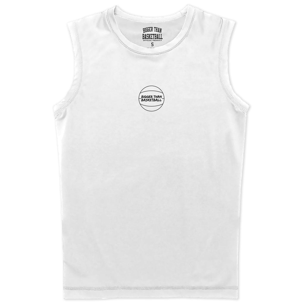 Bigger Than Basketball Performance Compression Tank - White — main product shot