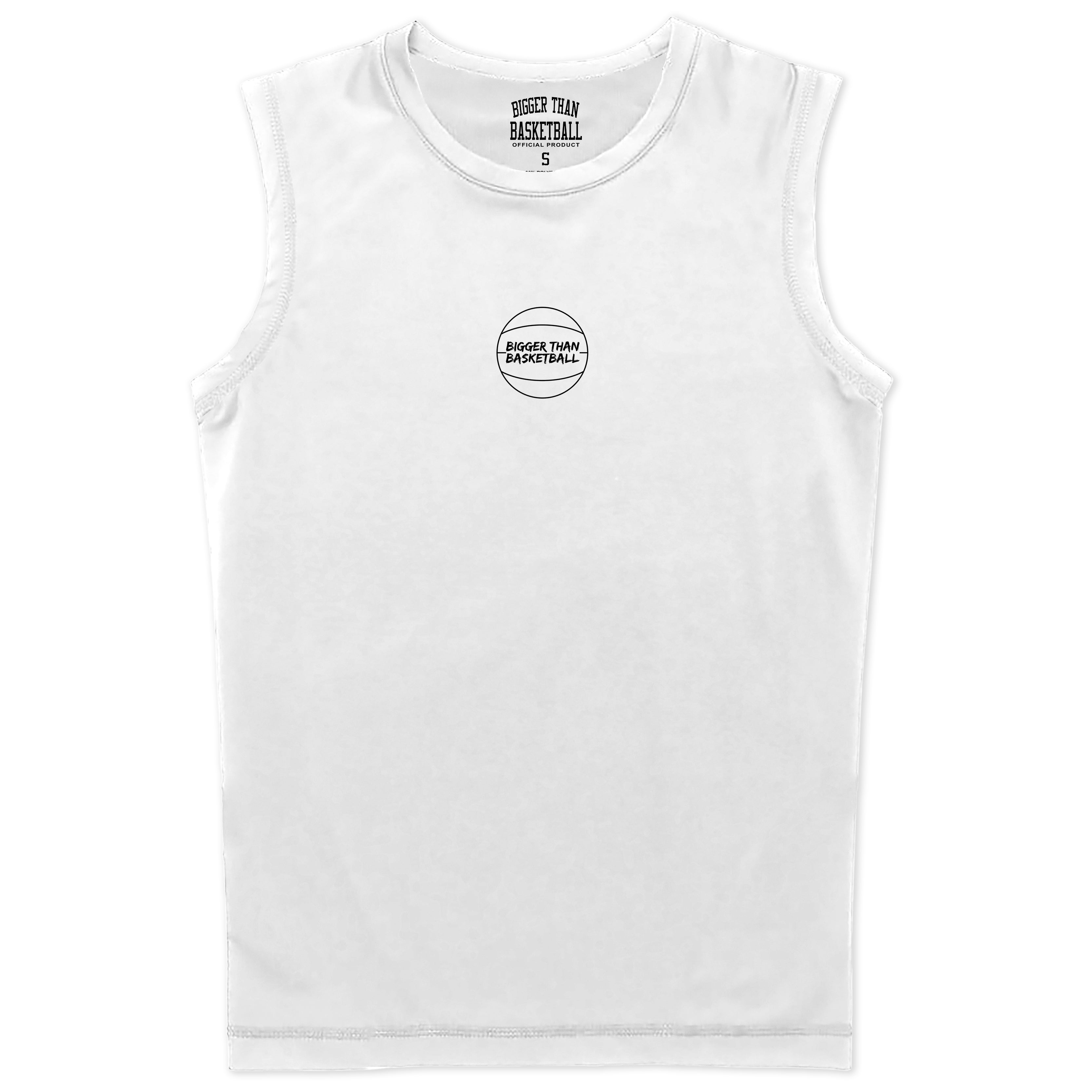 Bigger Than Basketball Performance Compression Tank - White — main product shot