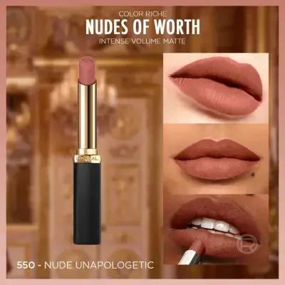 L'Oreal Paris Color Riche Intense Volume Matte Lipstick - Le Nude Unapologetic (550)