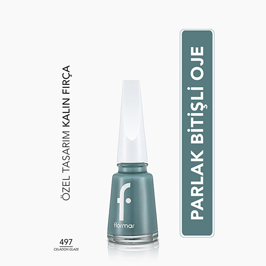 Flormar Nail Enamel High Pigment 497 Celadon Glaze - Long-Lasting Nail Polish
