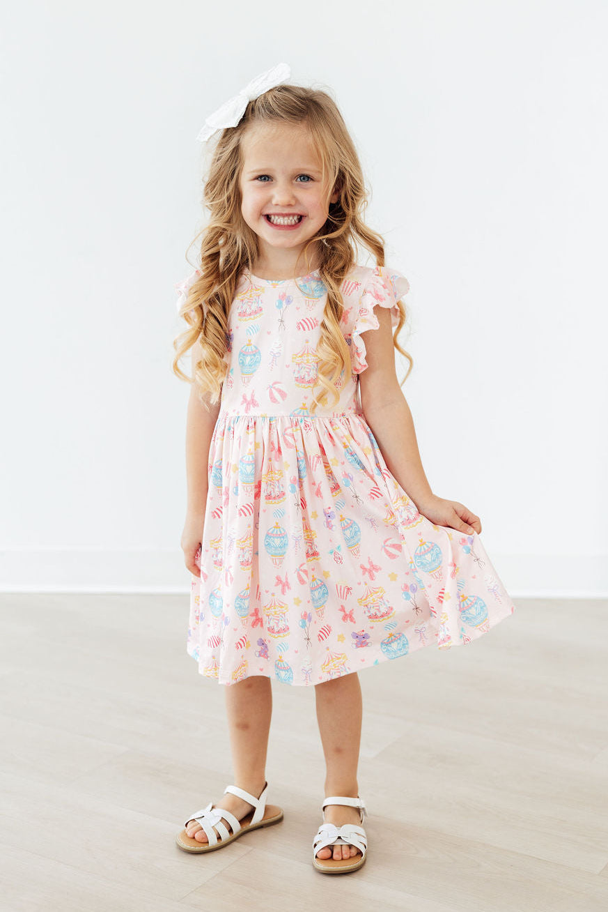 Mila & Rose ® Off to the Circus Flutter Sleeve Twirl Dress — lifestyle context