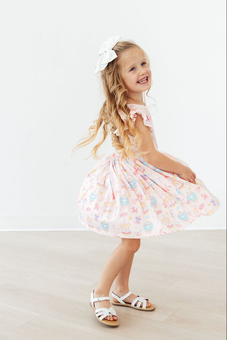 Mila & Rose ® Off to the Circus Flutter Sleeve Twirl Dress — side view