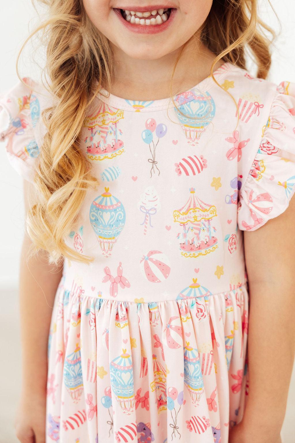 Mila & Rose ® Off to the Circus Flutter Sleeve Twirl Dress — main product shot