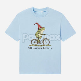 "Off to Cause a Kerfuffle" Frog Meme T-Shirt - Sarcastic Internet Slogan Tee, Unisex Funny Weirdcore Graphic, Viral Humor Apparel