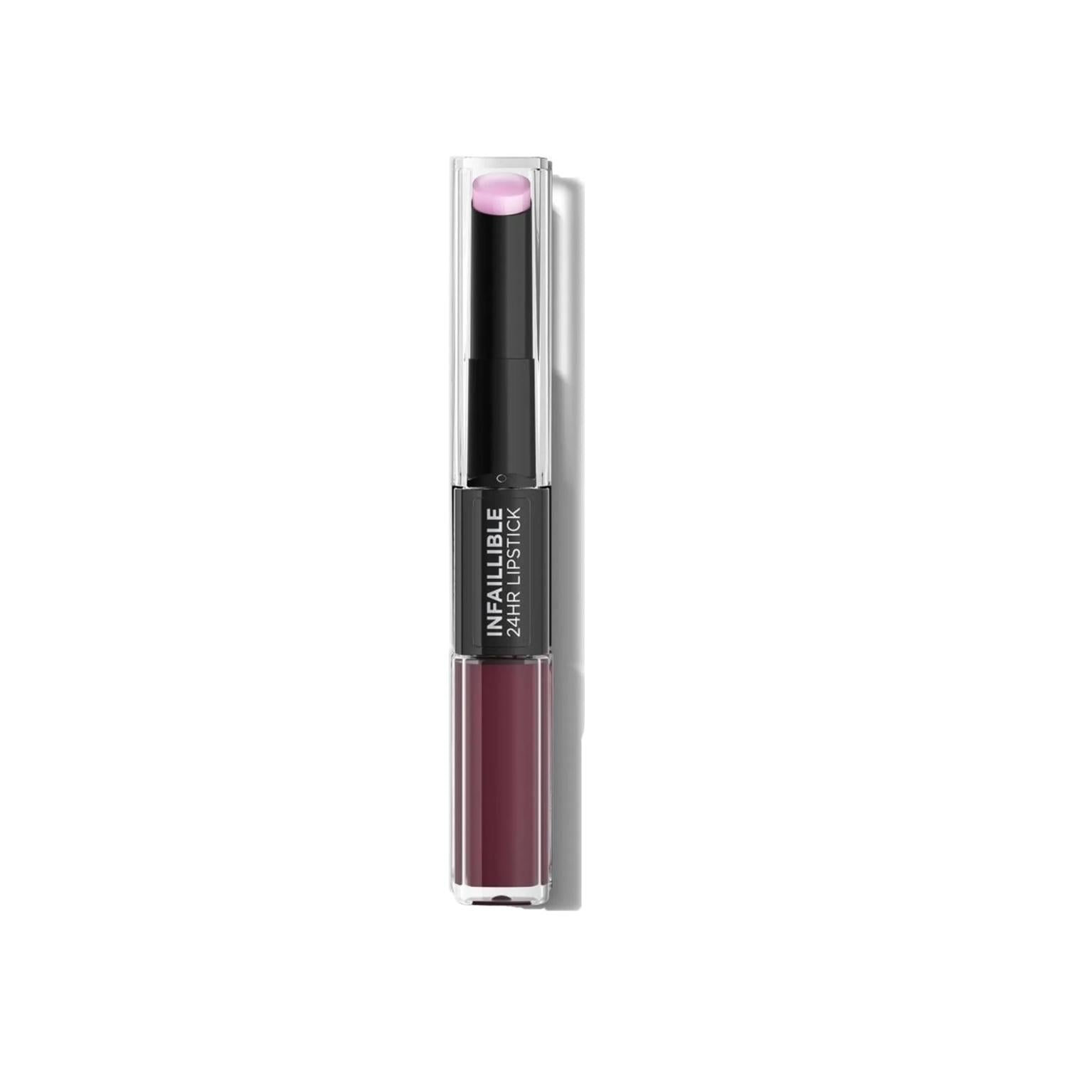 L'Oreal Paris Infaillible 2-Step Liquid Lipstick and Balm - Long-Lasting, Moisturizing Makeup for Women - 215 Wine O'clock Shade