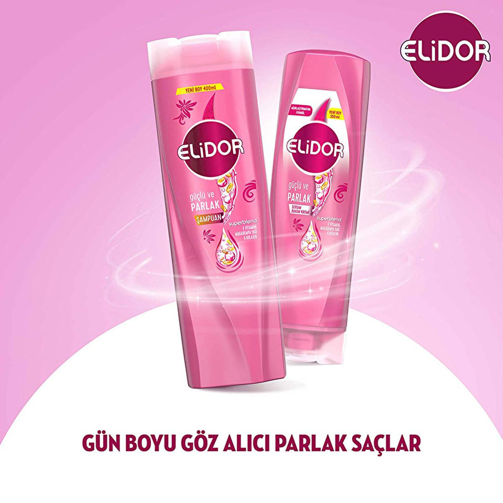 Elidor Superblend Strengthening & Shiny Hair Shampoo - 13.53 fl oz - Collagen, E Vitamin, Macadamia Oil
