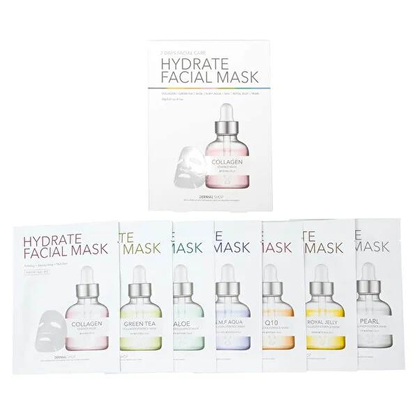 Dermal 7-Day Hydrating Facial Sheet Mask Set - Collagen, Hyaluronic Acid - Intense Moisture, Radiant Skin, and Anti-Aging
