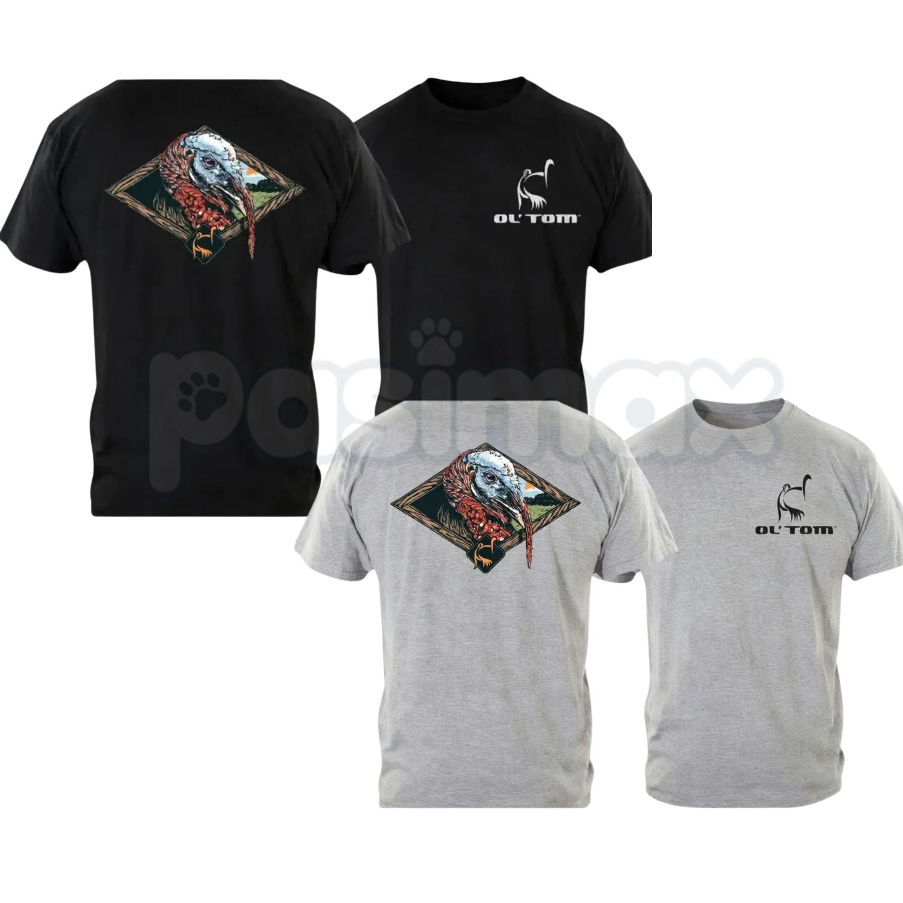 Ol’ Tom Wild Turkey Hunting T-Shirt – Vintage Wildlife Graphic Tee, Premium 100% Cotton Hunter Gift Idea, Soft Lived-In Heavyweight Outdoor Camo Style Top, Made in USA