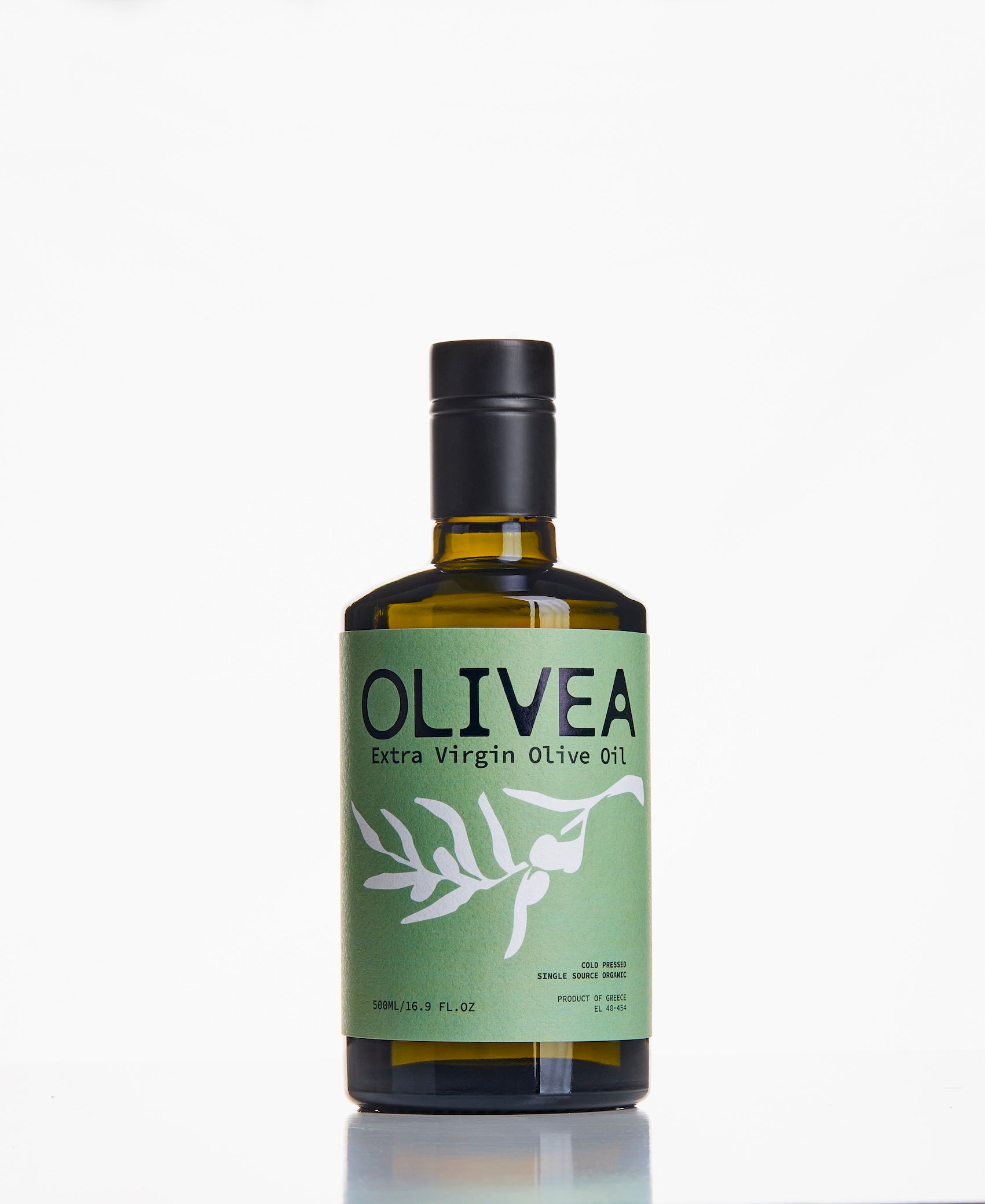 Olivea High Phenolic Extra Virgin Olive Oil — green glass bottle product shot