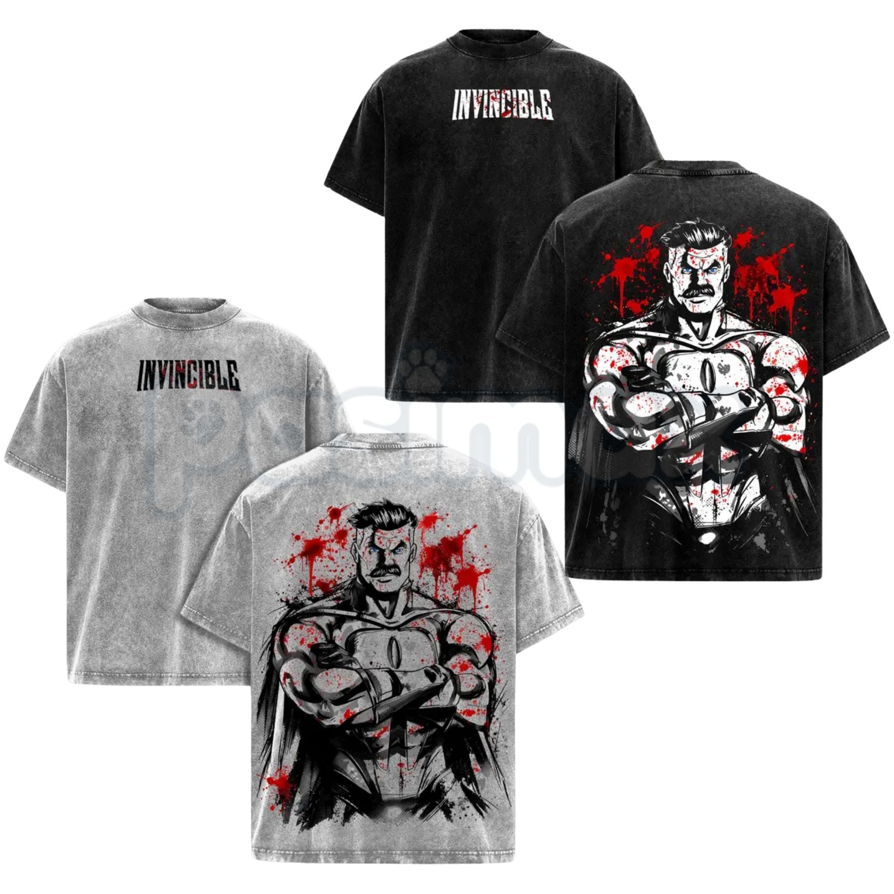 Omni-Man Invincible Anime T-Shirt – Vintage Washed Viltrumite Graphic Tee, Lightweight Retro Cotton Hero Streetwear Top