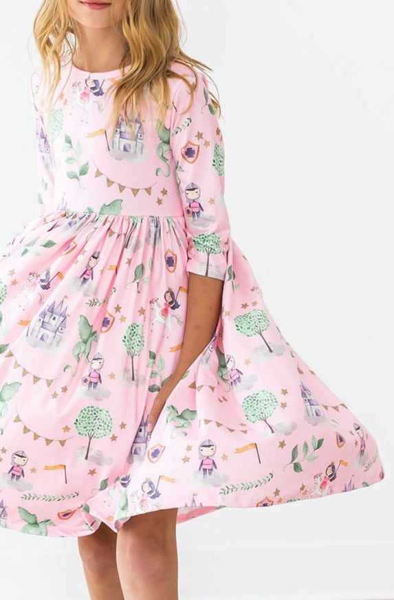 Mila & Rose ® Once Upon a Time 3/4 Sleeve Pocket Twirl Dress — detail close-up
