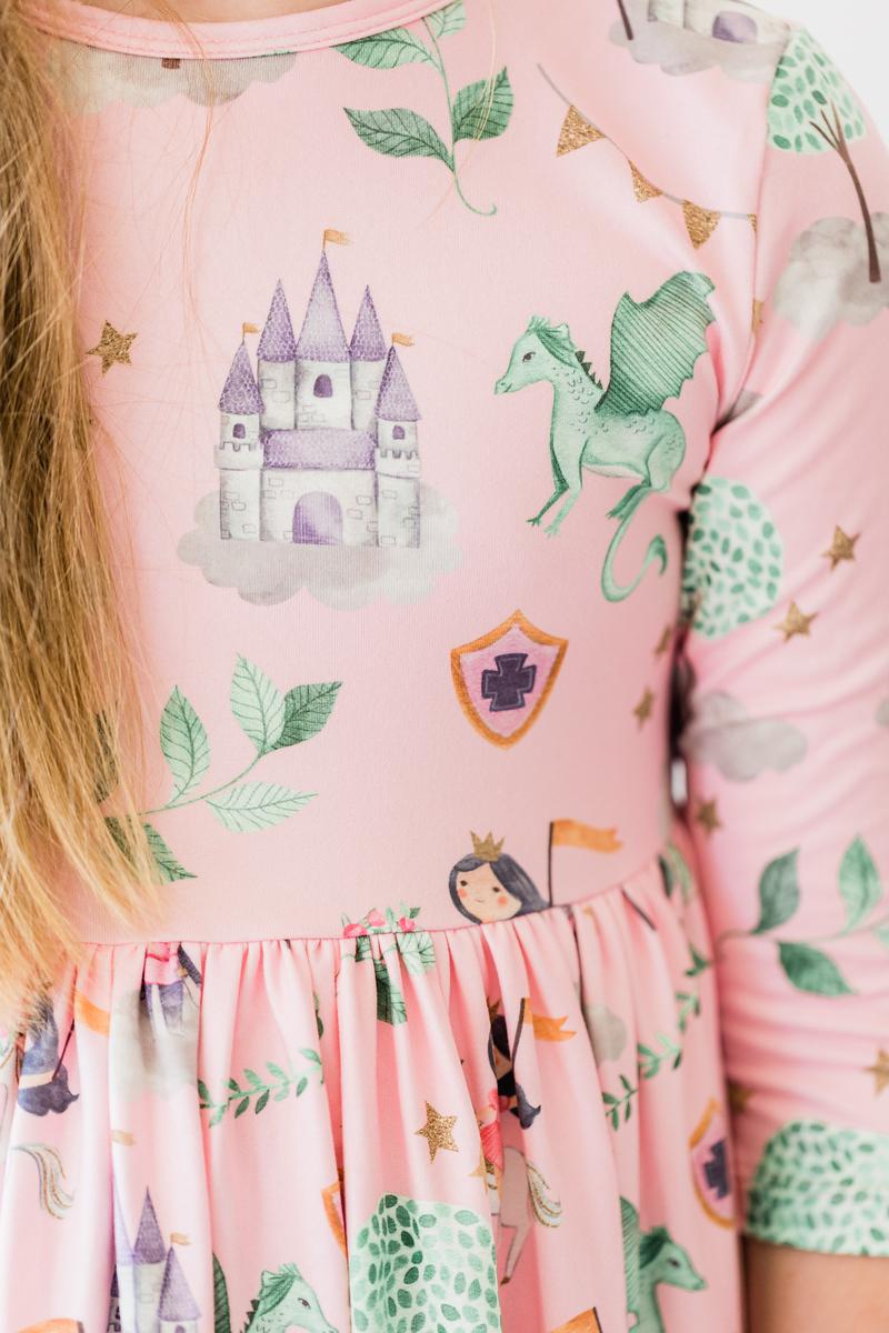 Mila & Rose ® Once Upon a Time 3/4 Sleeve Pocket Twirl Dress — lifestyle context