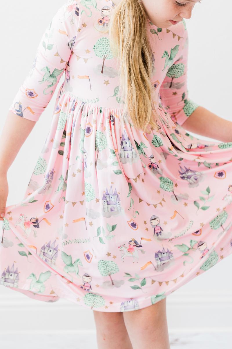 Mila & Rose ® Once Upon a Time 3/4 Sleeve Pocket Twirl Dress — side view