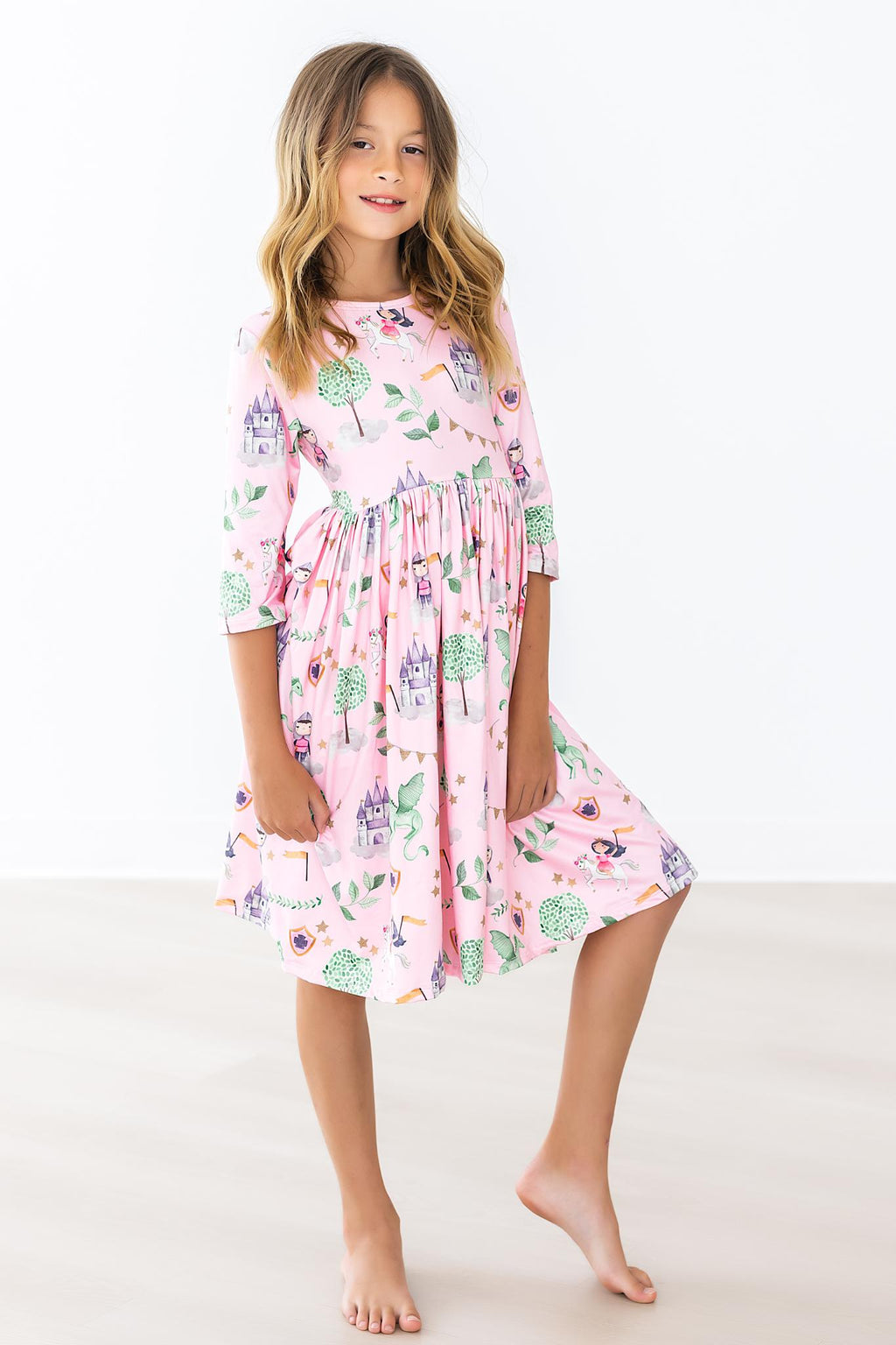 Mila & Rose ® Once Upon a Time 3/4 Sleeve Pocket Twirl Dress — main product shot