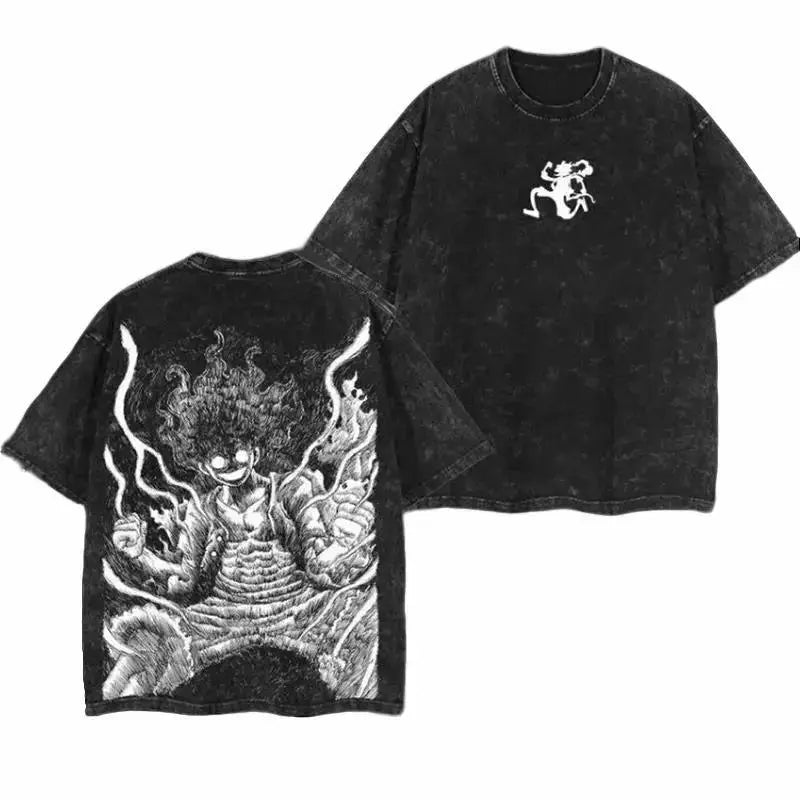 Pasimax One Piece "Luffy Joyboy" Retro Vintage T-Shirt — detail close-up