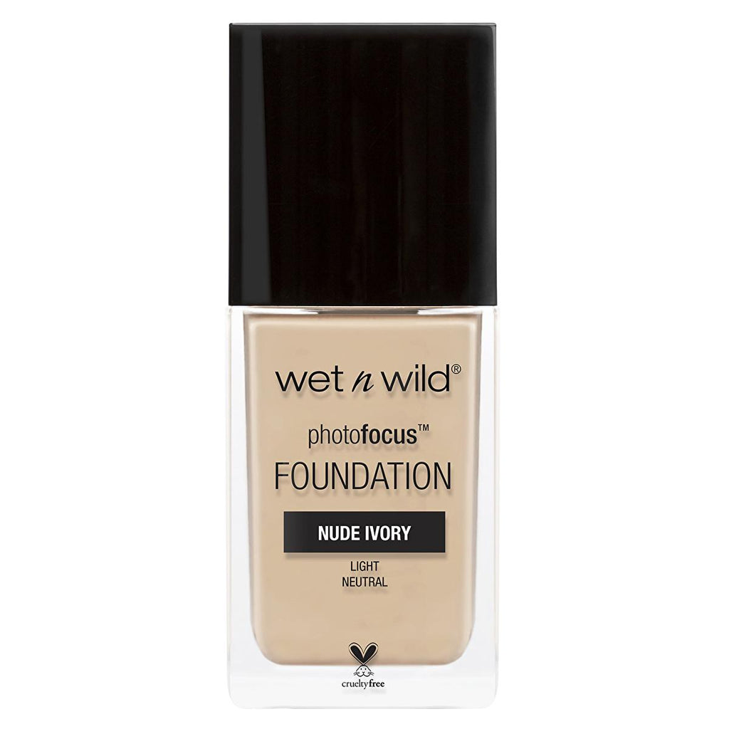 Wet n Wild Photo Focus Foundation Nude Ivory - High Coverage Matte Liquid Foundation for Flawless Finish