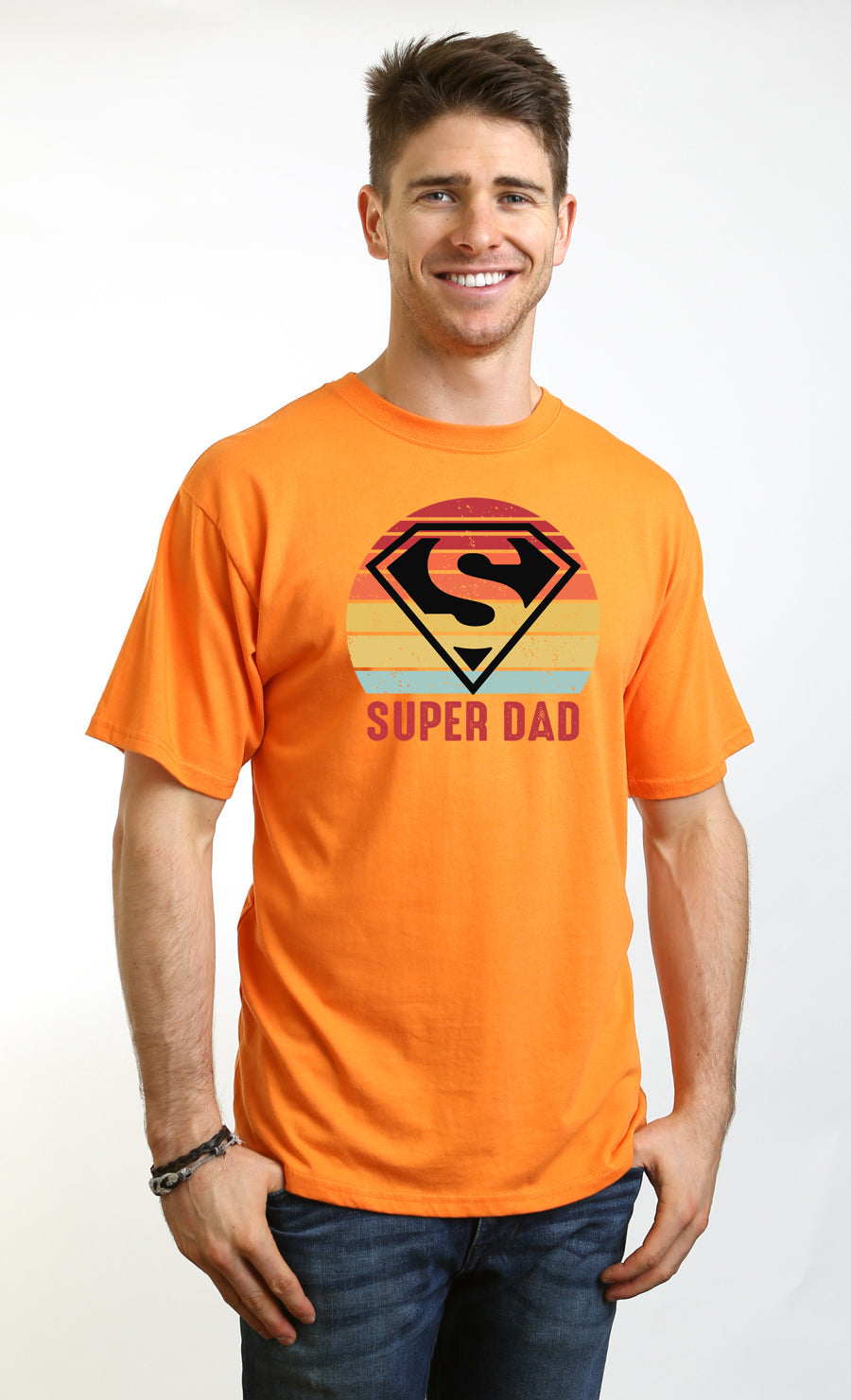 Spun Bamboo Super Dad Men's Bamboo Viscose/Organic Cotton Short Sleeve Graphic T-Shirt — product on model