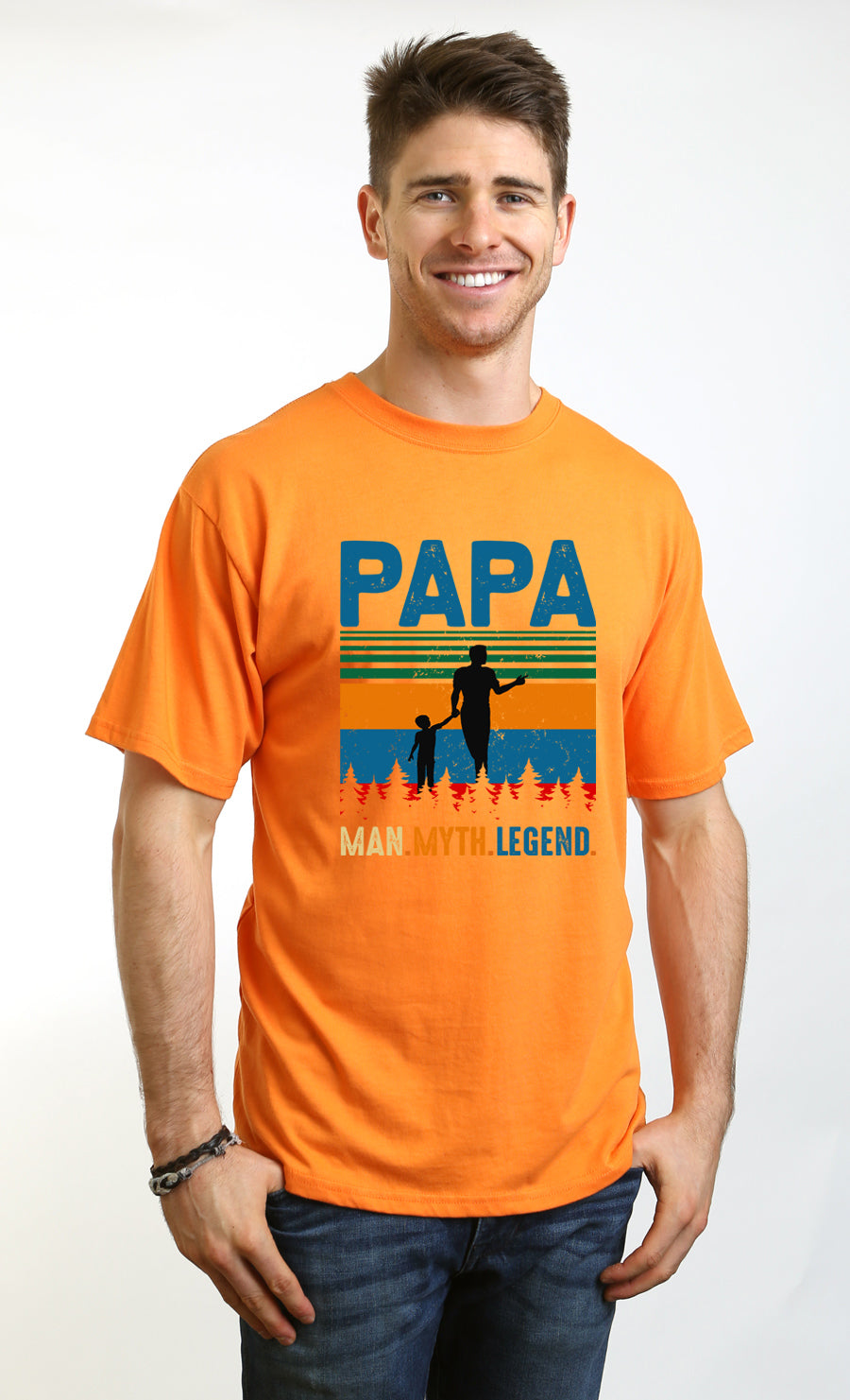 Spun Bamboo Papa Man, Myth, Legend Men's Bamboo Viscose/Organic Cotton Short Sleeve Graphic T-Shirt — comparison shot