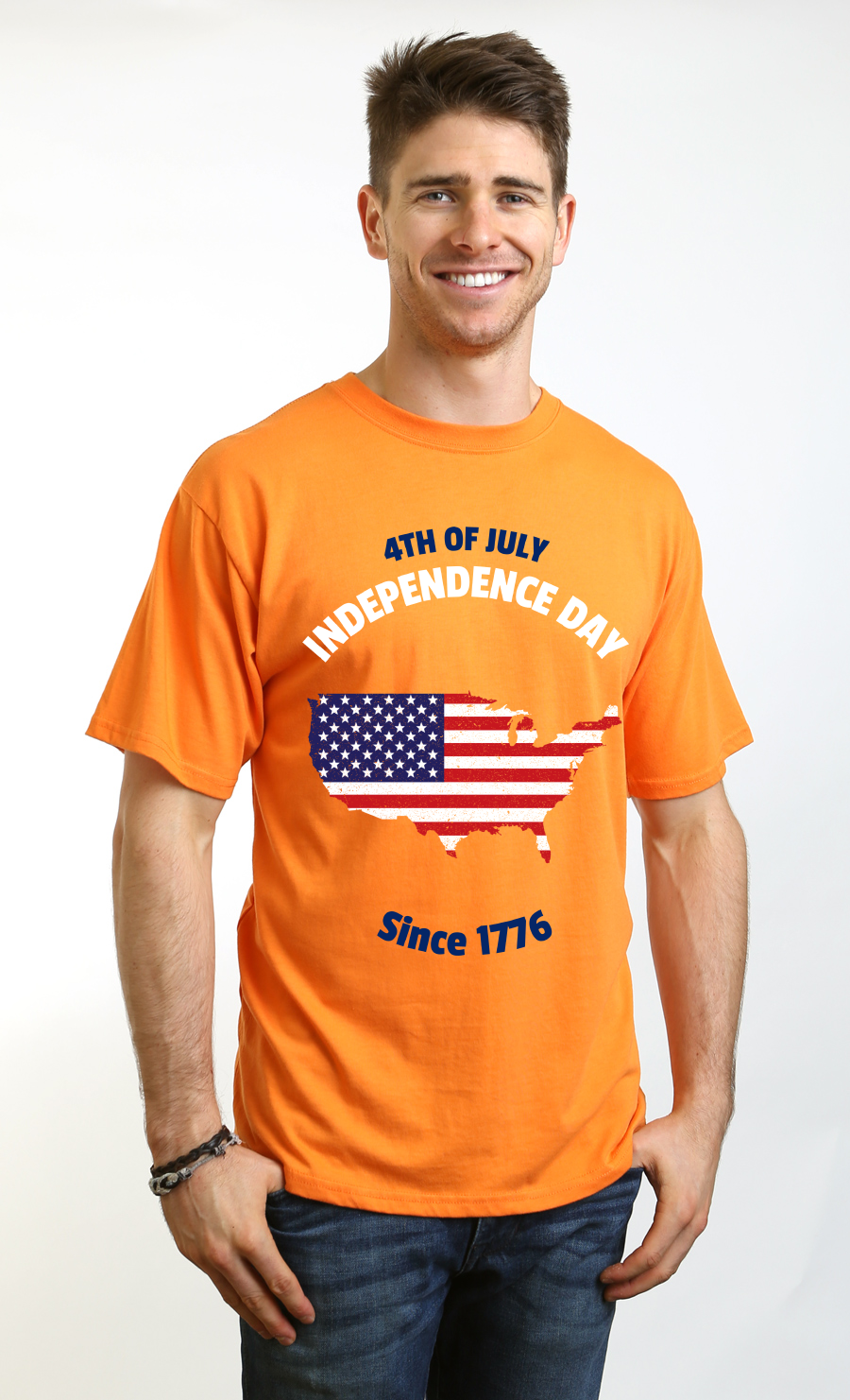 Spun Bamboo 4th of July Men's Bamboo Viscose/Organic Cotton Short Sleeve Graphic T-Shirt — product on model
