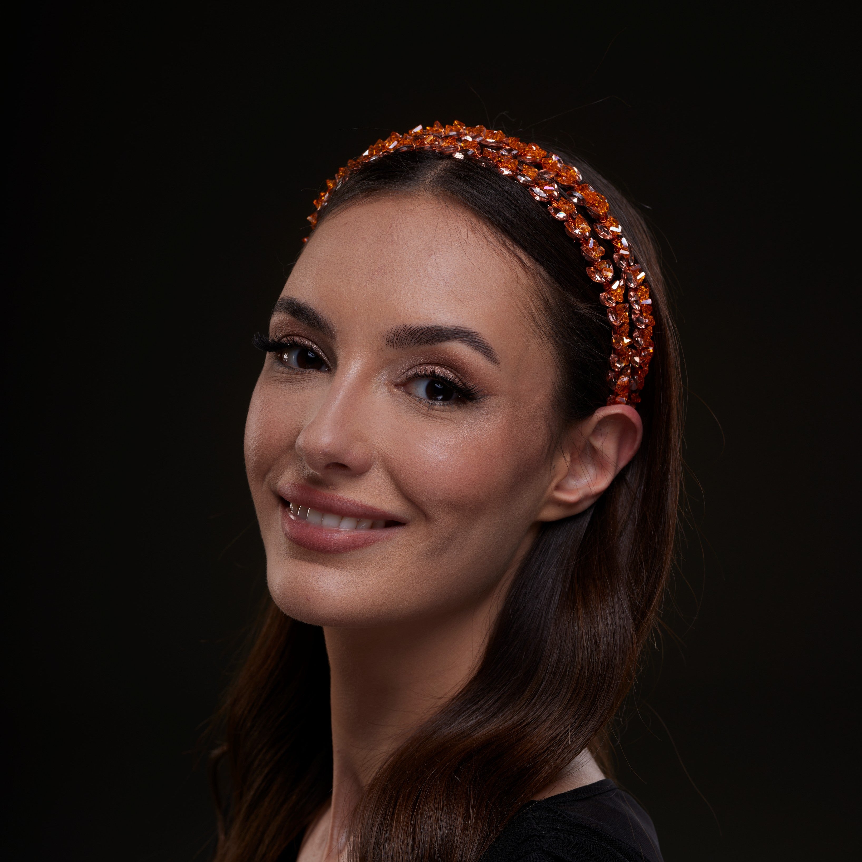 Orange Crystal Beaded Hairband – Bridal Port