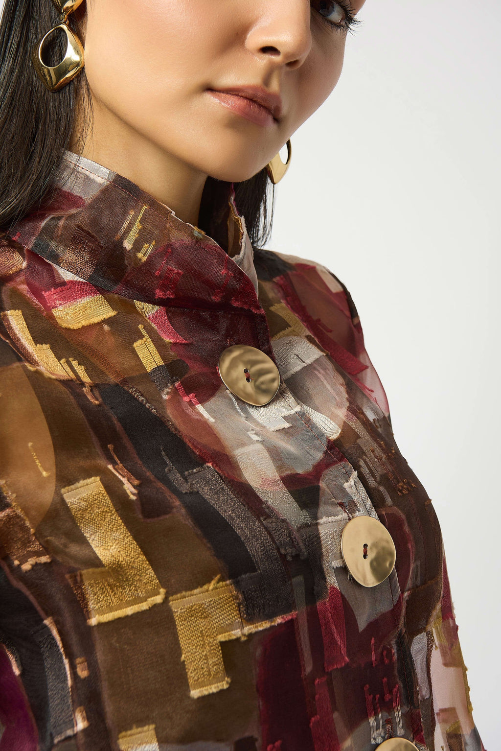 KADOU BOUTIQUE Organza Abstract Print Two-Piece Trapeze Jacket - 253163 — lifestyle context
