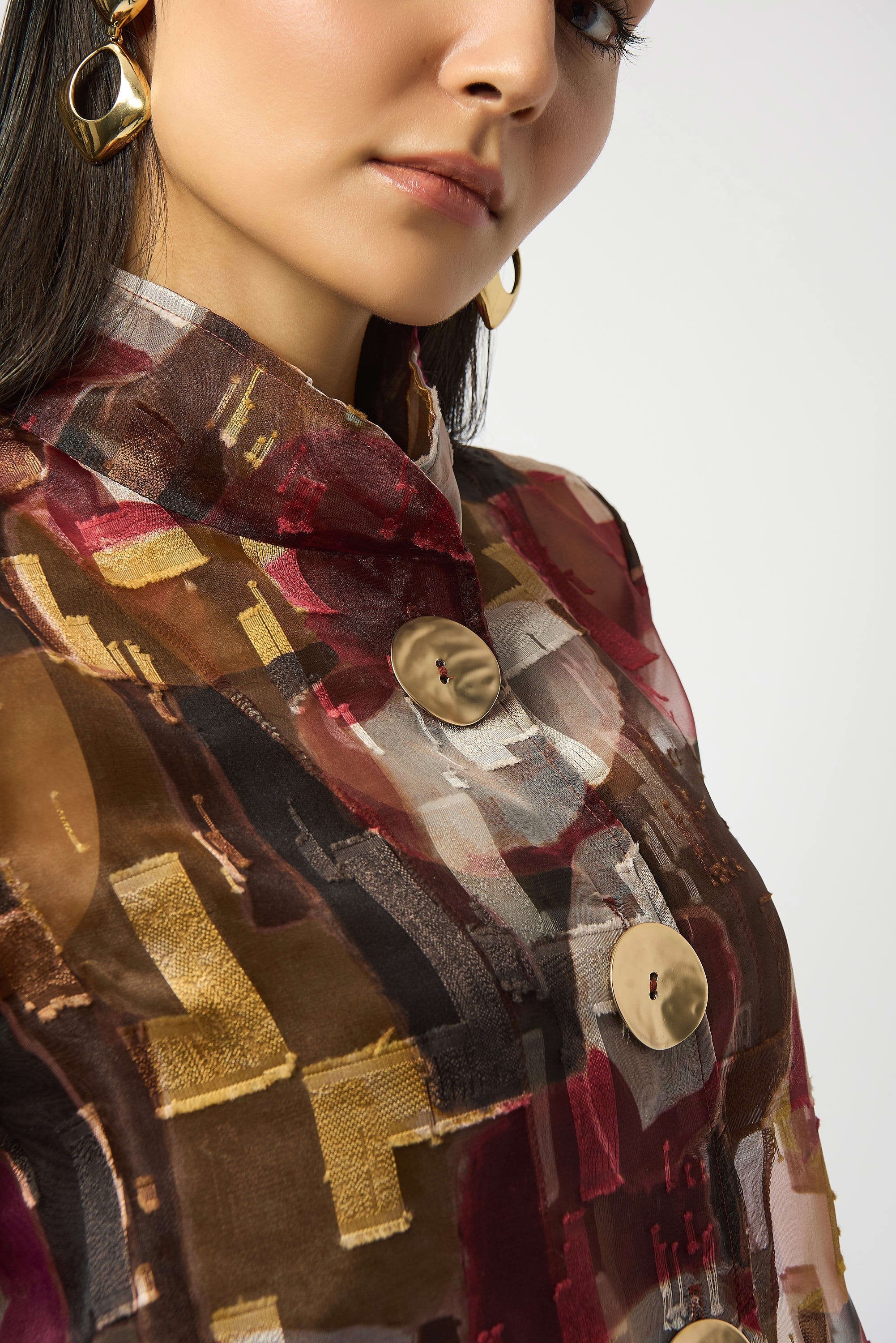 KADOU BOUTIQUE Organza Abstract Print Two-Piece Trapeze Jacket - 253163 — lifestyle context