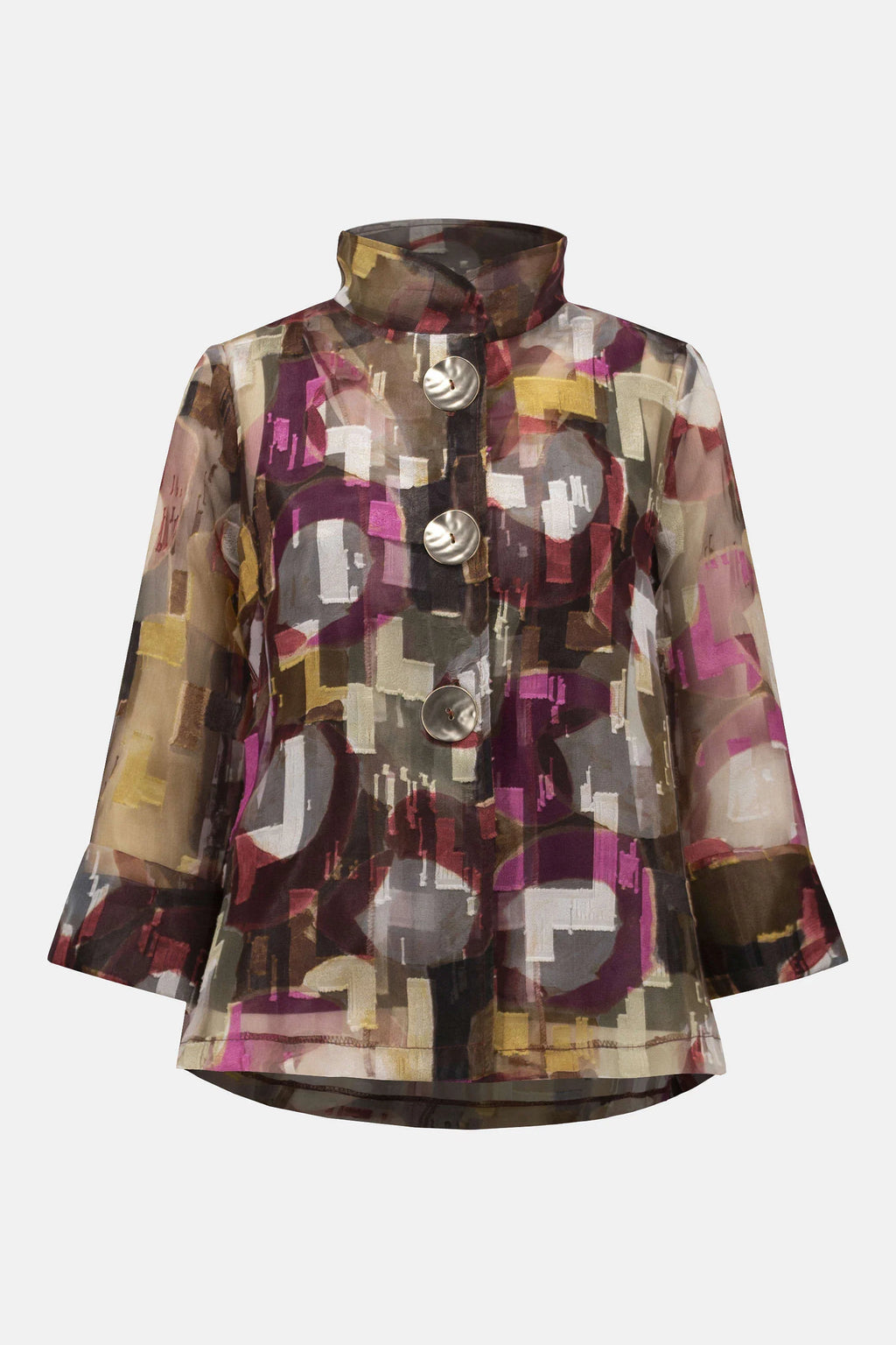 KADOU BOUTIQUE Organza Abstract Print Two-Piece Trapeze Jacket - 253163 — in-use photo