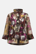 KADOU BOUTIQUE Organza Abstract Print Two-Piece Trapeze Jacket - 253163 — in-use photo