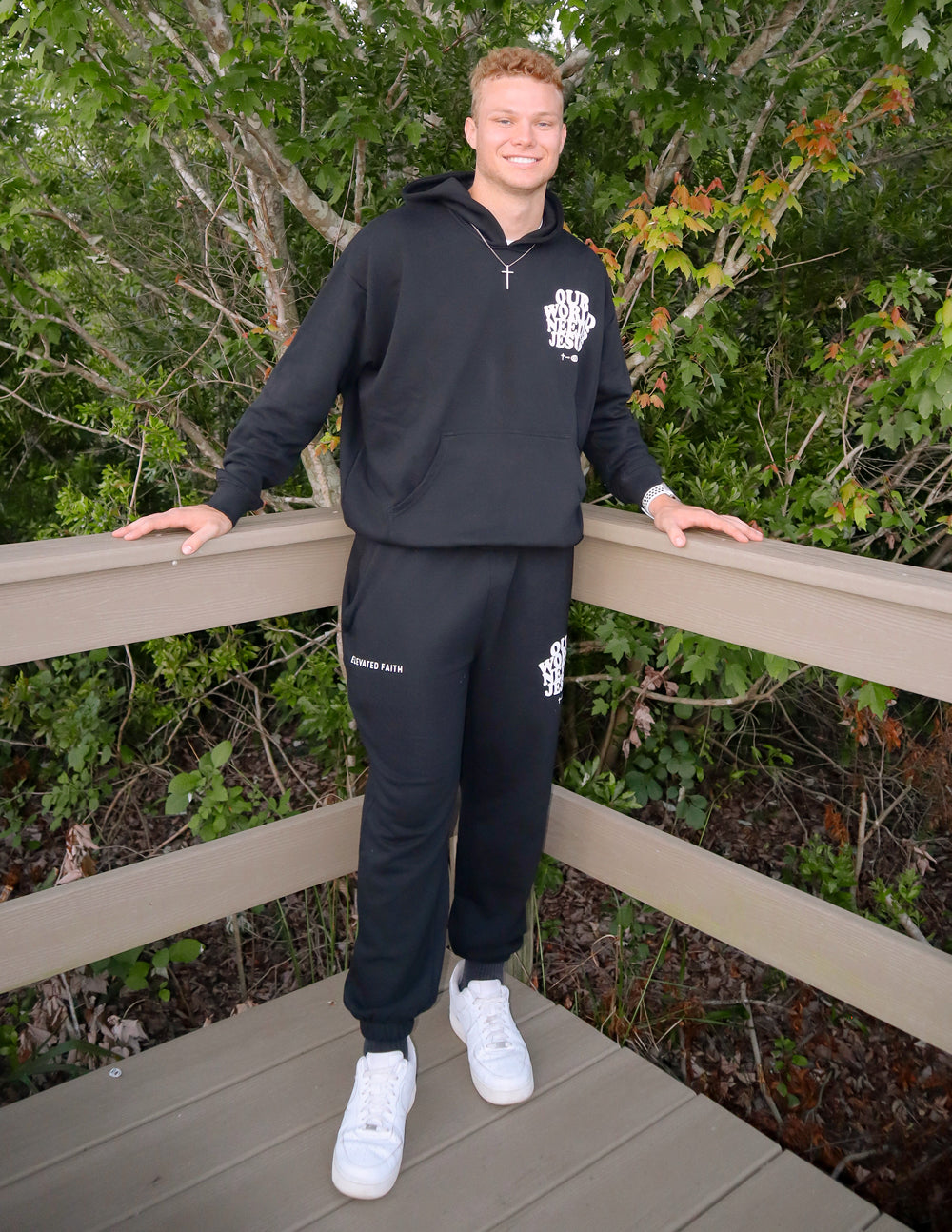 Elevated Faith Our World Needs Jesus Black Unisex Sweatpant — alternative angle