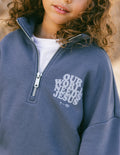 Elevated Faith Our World Needs Jesus Kids Half-Zip — main product shot