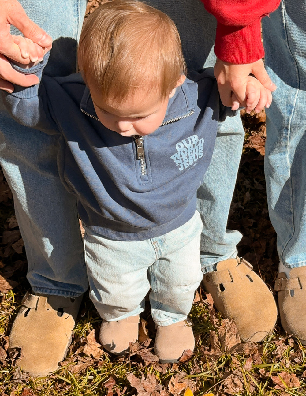 Elevated Faith Our World Needs Jesus Kids Half-Zip — detail shot 7