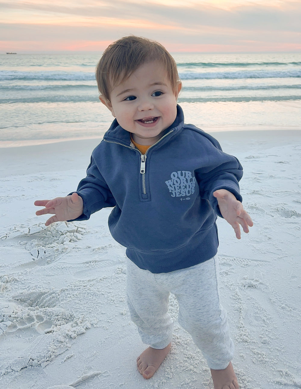 Elevated Faith Our World Needs Jesus Kids Half-Zip — detail shot 9