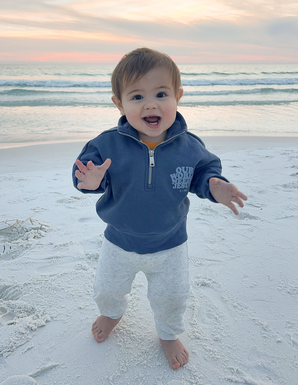Elevated Faith Our World Needs Jesus Kids Half-Zip — detail shot 10