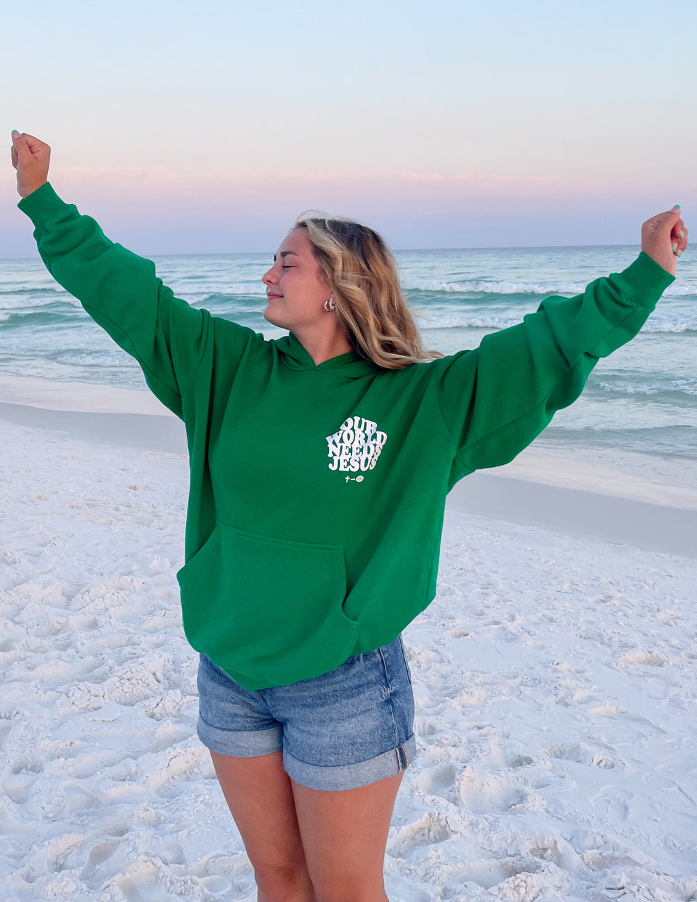 Elevated Faith Our World Needs Jesus Unisex Hoodie — color detail