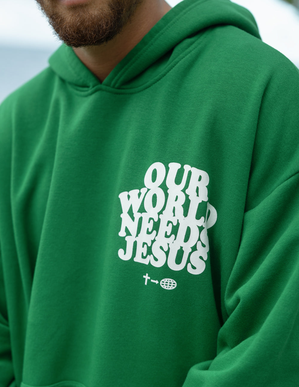 Elevated Faith Our World Needs Jesus Unisex Hoodie — main product shot