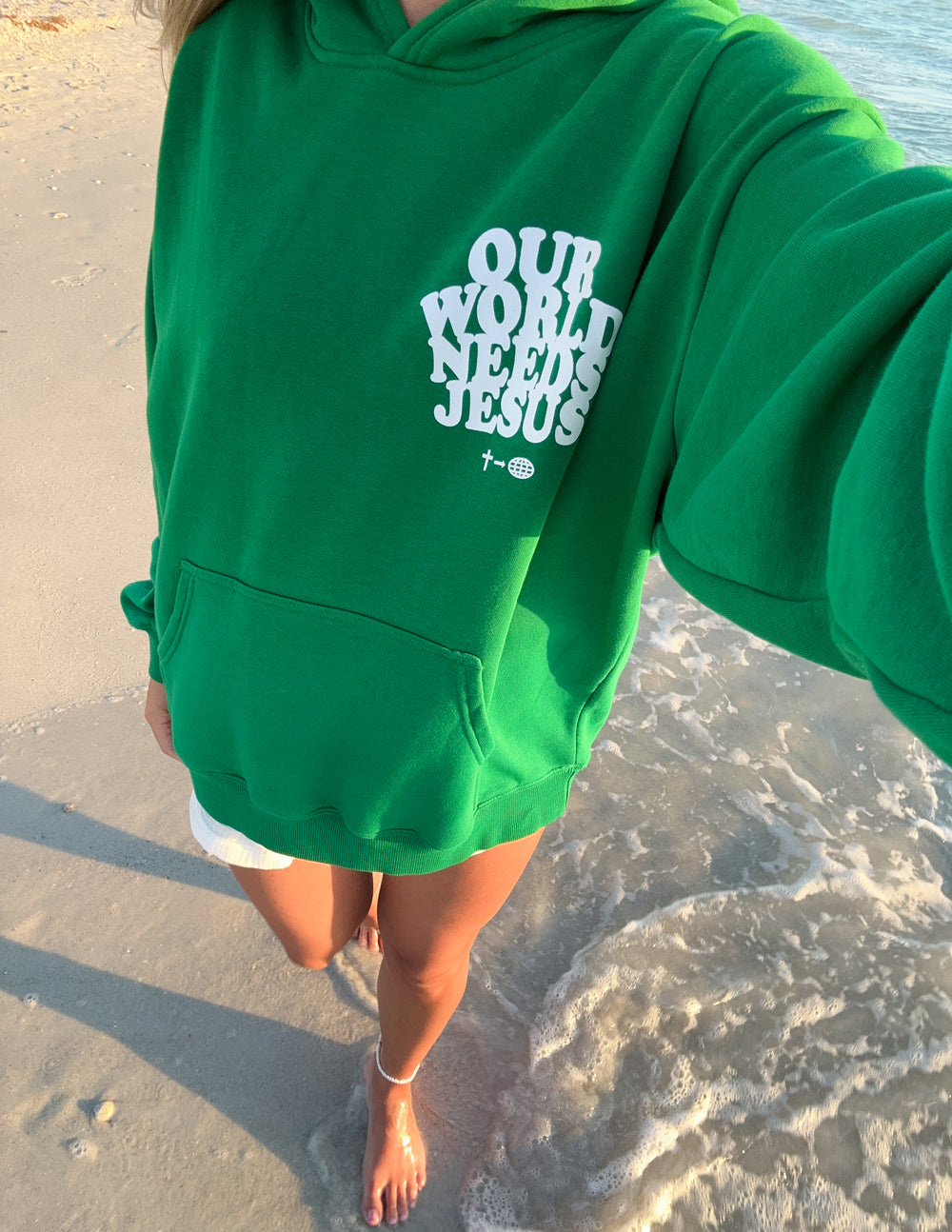 Elevated Faith Our World Needs Jesus Unisex Hoodie — alternative angle