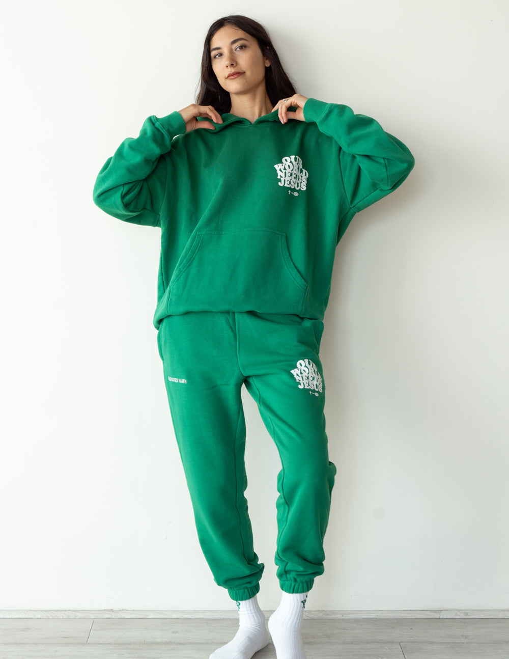 Elevated Faith Our World Needs Jesus Unisex Sweatpant — size reference