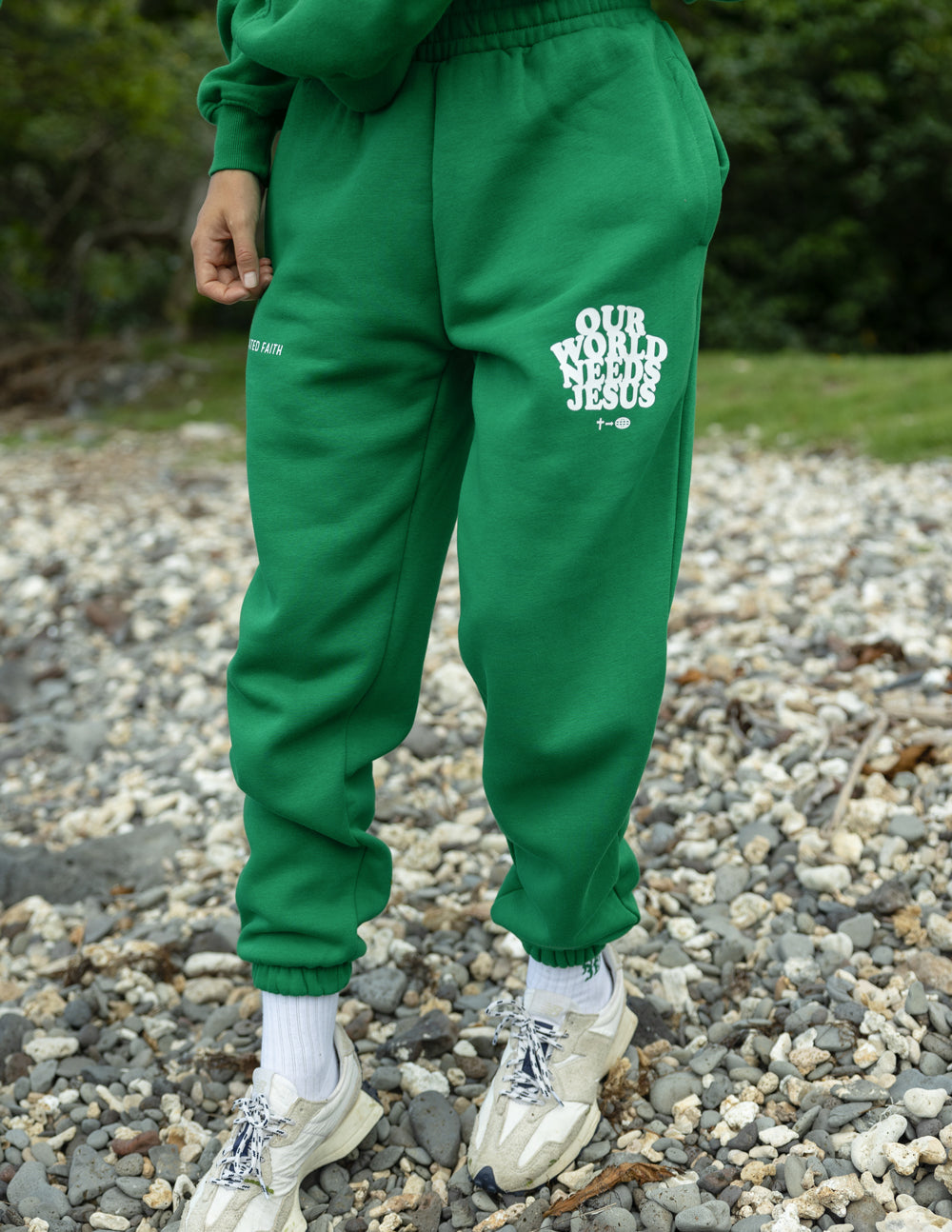 Elevated Faith Our World Needs Jesus Unisex Sweatpant — side view