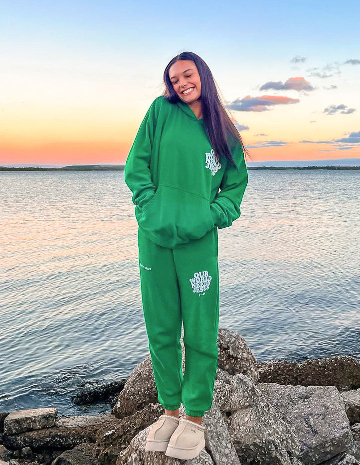 Elevated Faith Our World Needs Jesus Unisex Sweatpant — lifestyle context