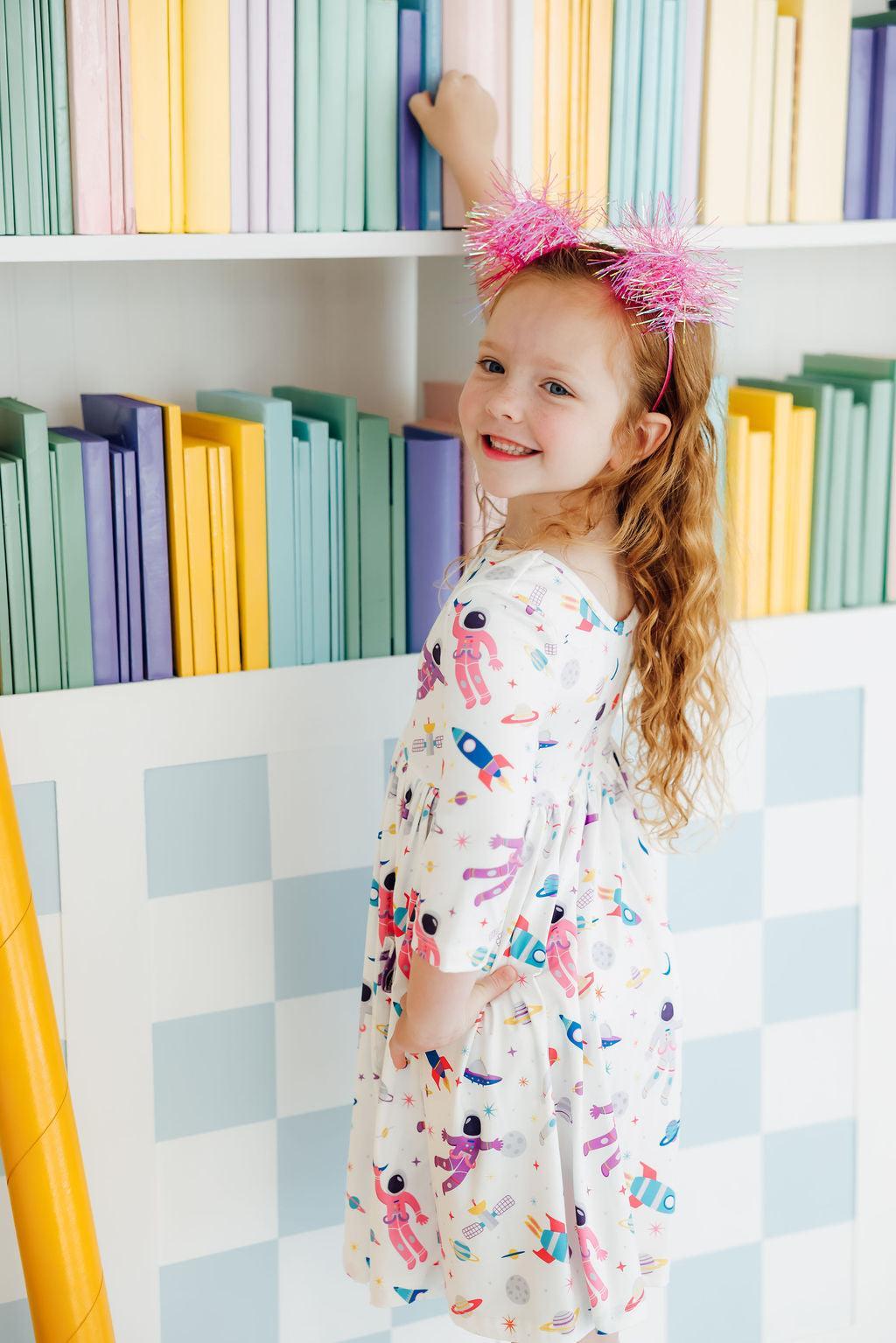 Mila & Rose ® Out of this World 3/4 Sleeve Pocket Twirl Dress — size reference