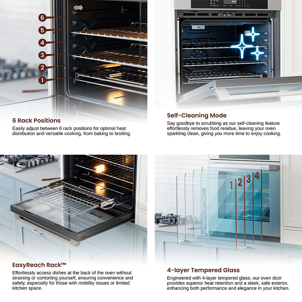Rangaire 30" Single Electric Wall Oven Self-cleaning Air Fry True Convection Stainless Steel RWOS301GS – Rangaire Appliances,