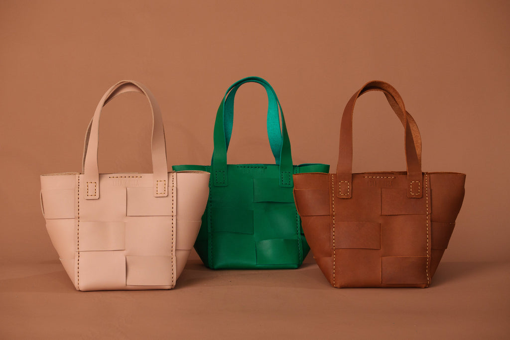 LOLA Y TULA Carmen Basket Bag Sand — in-use photo