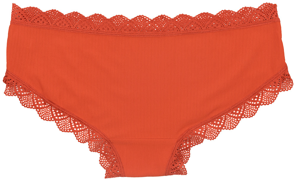 Love Libby Panties Pretty Red Lace-Trim Hipster – Silky & Flattering S–XL — side view