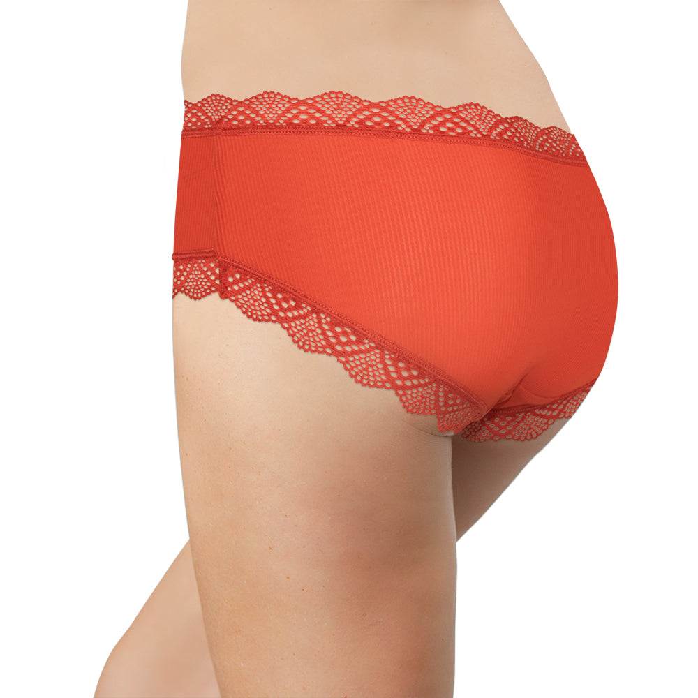 Love Libby Panties Pretty Red Lace-Trim Hipster – Silky & Flattering S–XL — lifestyle context
