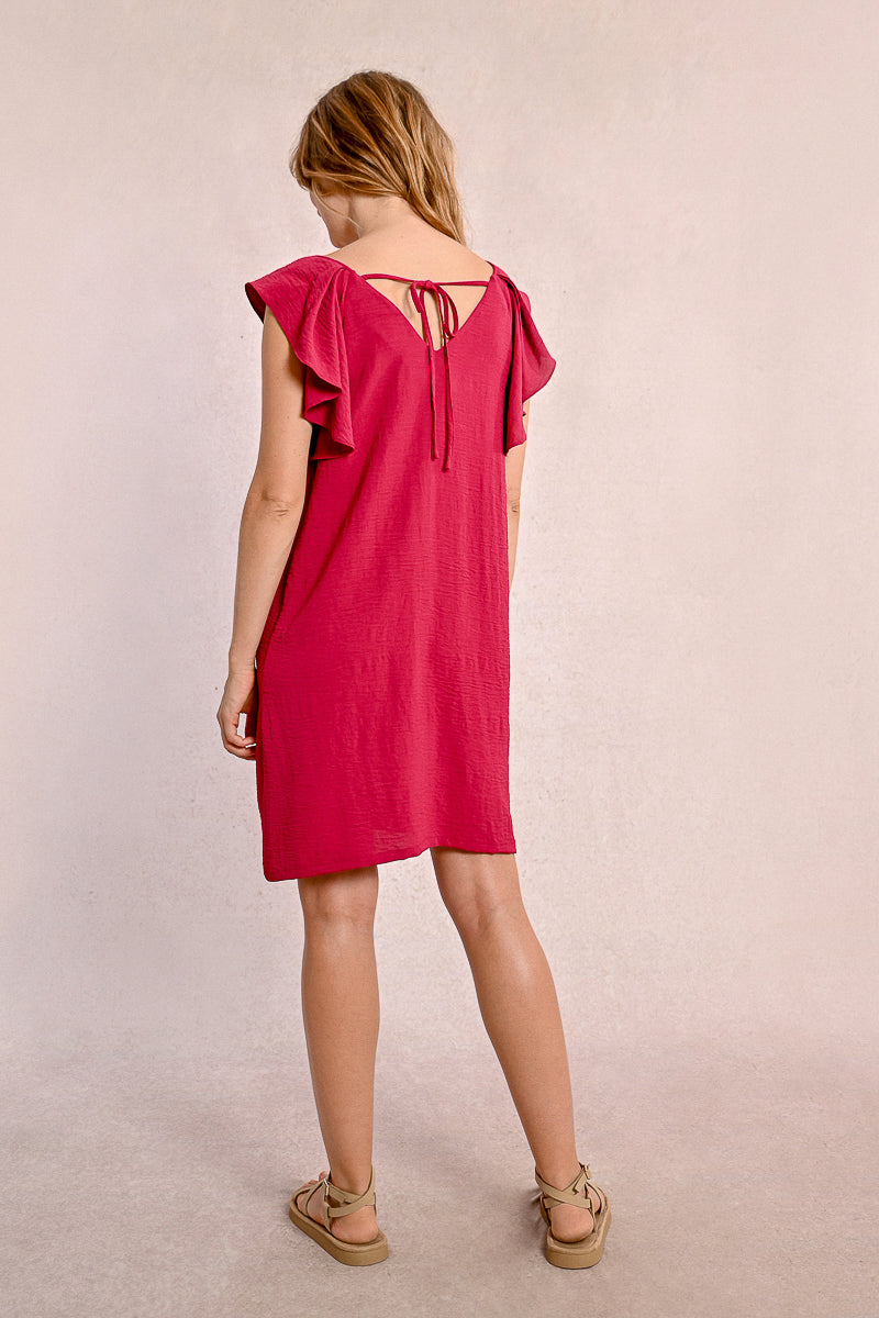 KADOU BOUTIQUE Claudia Ruffled Sleeve Dress — detail close-up