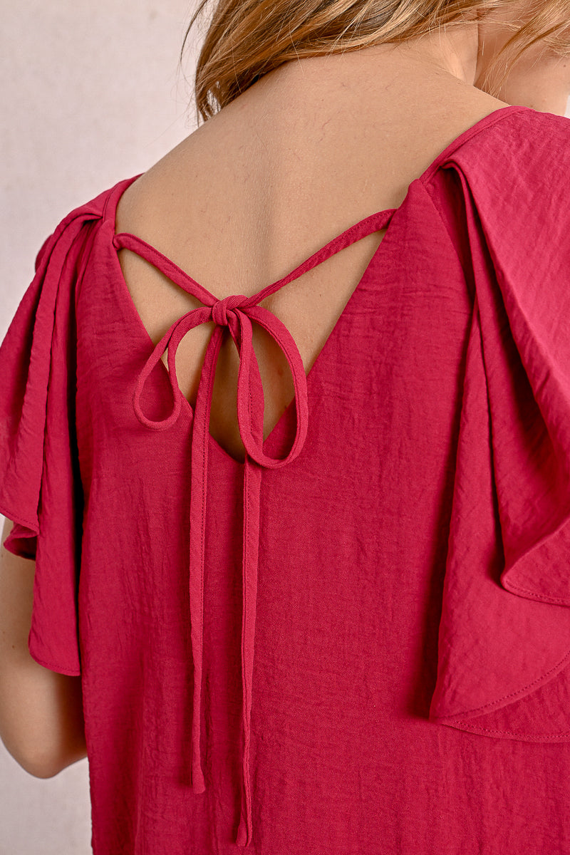 KADOU BOUTIQUE Claudia Ruffled Sleeve Dress — lifestyle context