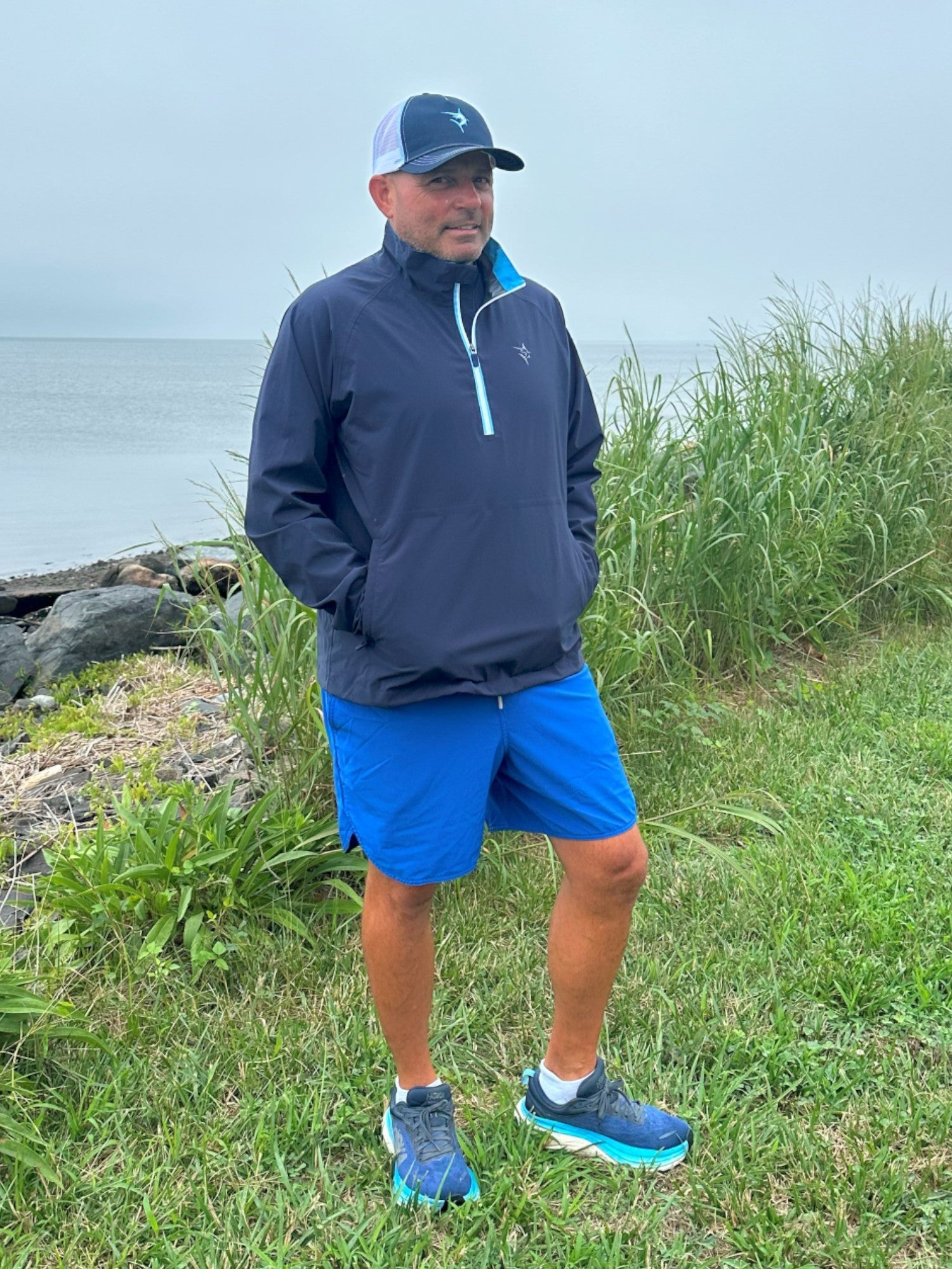 White Water Life Palm Beach Waterproof Quarter Zip — lifestyle worn / used context