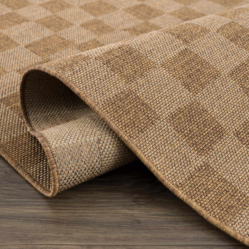 Kuval Checkered Brown Outdoor Rug – Boutique Rugs, view 9