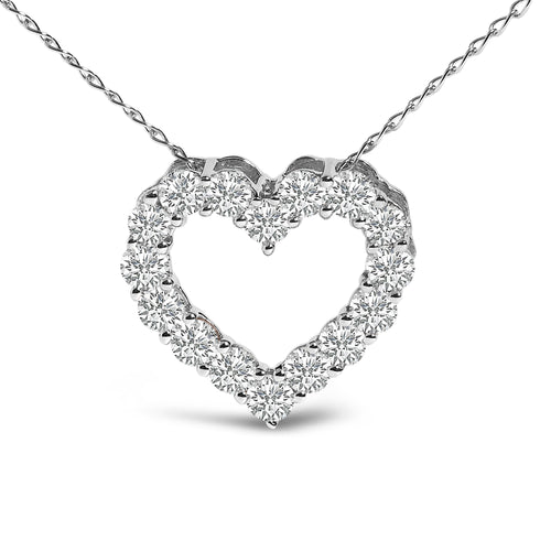 14K White Gold 1/2 Carat Lab Grown Diamond Heart Shape Pendant Necklace
